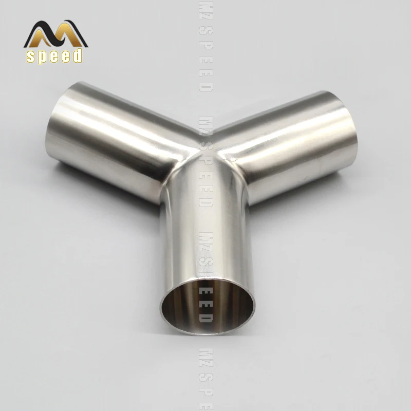 

304 stainless steel sanitary grade Y type three-way welded pipe universal exhaust pipe welded muffler connection pipe fitting