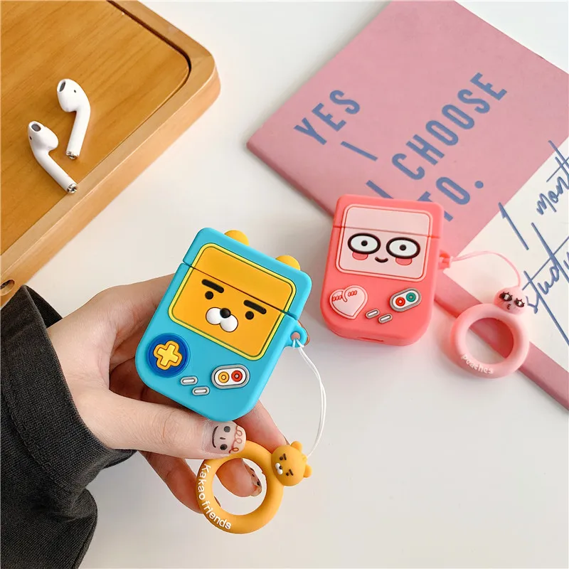 

cute Korea APEACH RYAN Gameboy Headphone Case For Apple Wireless Bluetooth Headset Airpods 1 2 Silicone Protection funda