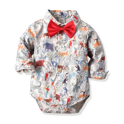 Джентльменская Бабочка для маленьких мальчиков; комбинезон; рубашка в клетку; вечерние повседневные торжественные боди для свадьбы; Спортивный костюм для детей от 0 до 24 месяцев - Цвет: Многоцветный