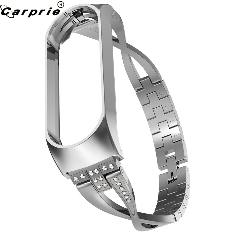 

CARPRIE Watch Strap for Xiaomi Mi Band 4 Diamond Stainless Steel Bracelet Smart Watch Band Straps Replacement Accessory 907