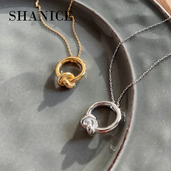 

SHANICE Women S925 sterling silver Necklace Heavy industry knotted frosty simple niche chic Pendant Necklaces Boho Jewelry