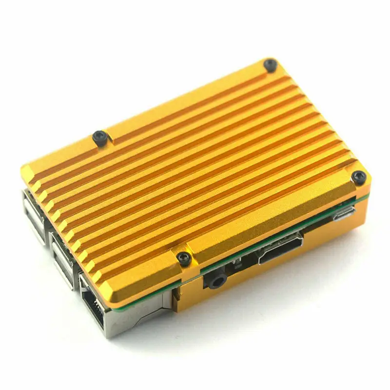 Бэстфор Raspberry Pi 3 Model B+ Алюминий чехол с двойной вентилятор охлаждения металлический корпус Золотой корпус для Raspberry Pi 3 Model B