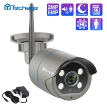 Techage-caméra de Surveillance extérieure IP Wifi hd 5MP/1080P, dispositif de sécurité sans fil, avec ia, Audio bidirectionnel, système infrarouge, port TF et protocole Onvif P2P