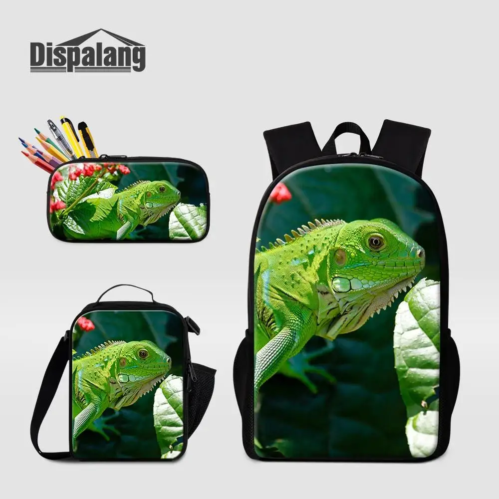 3 PCS Set17 Dispalang рюкзак с 3D принтом для студентов, школьная сумка, чехол-карандаш, Ланч-бокс, комплект из 3 предметов, мужской рюкзак для путешествий с изображением ящерицы, рюкзак для мальчика - Цвет: 3 PCS Set17