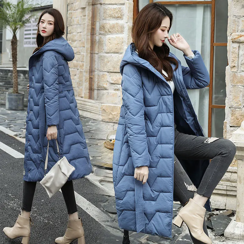 

2019 Winter New Style Korean-style Slimming Versatile down Jacket Cotton-padded Clothes Coat over-the-Knee Long Fashion Women's