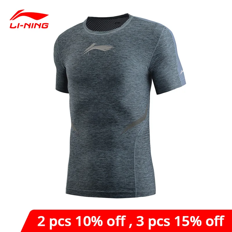 Li-Ning Men Training T-Shirt Base Layer Tight Fit Polyester Spandex LiNing li ning Breathable Sports Tee Tops AUDP019 MTS3032 | Спорт и