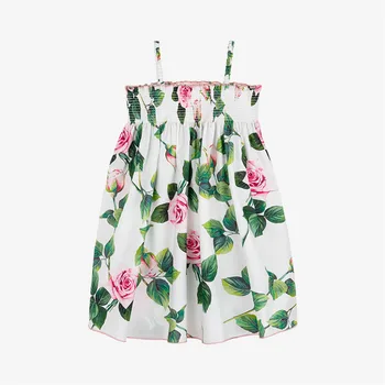 

2020 new girl beautiful flower chiffon fairy dress kids summer starp sleeveless dress