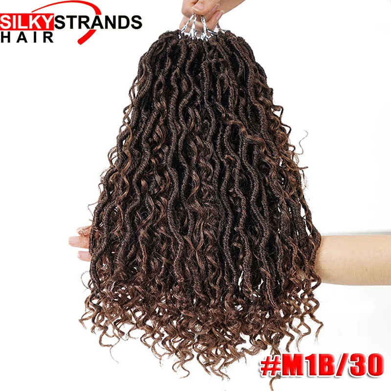 M1b/30# Синтетические скрученные косы волос богиня Locs крючком волосы расширения замков крючком косы для женщин 24 пряди - Цвет: M1b/30#