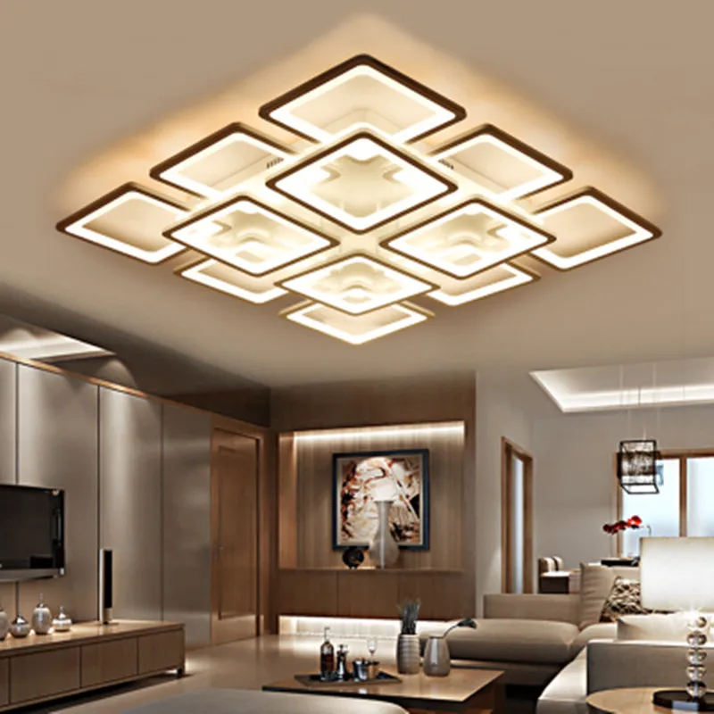 Прямоугольные современные светодиодные потолочные люстры-светильники для гостиной, спальни, AC85-265V, квадратные потолочные люстры-украшения