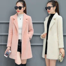 Новое зимнее теплое Женское пальто Harajuku уличная женская одежда платье с открытыми плечами большой размер бархатная куртка шерстяное пальто зимнее шерстяное пальто женское