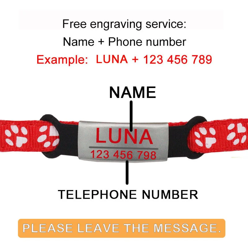 Cat Collar Custom Personalized ID Free Engraving Dog Collar Safety Breakaway Adjustable for Puppy Kittens Necklace 2
