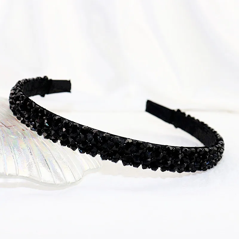 Winter New Za Headband Handmade Crystal Beads Women Head Hoops Women Headwear Accessories Free Dropshipping - Цвет: HW109 black