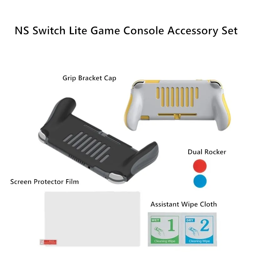 

Grip Bracket + Screen Protector Film + Dual Rocker Cap for NS Switch Lite Game Console Gaming Accessory Set Switch Accessories