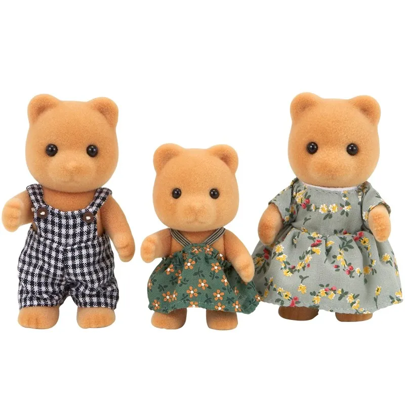Sylvanian Families кукольный домик пушистые фигурки медведь семья 3 шт. игрушки животных куклы девочка подарок 5125