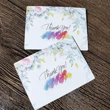 50pcs Flower Card Thank You Small Message Card Writable Paper Card 6x8cm Gift Bouquet Decorations for Wedding