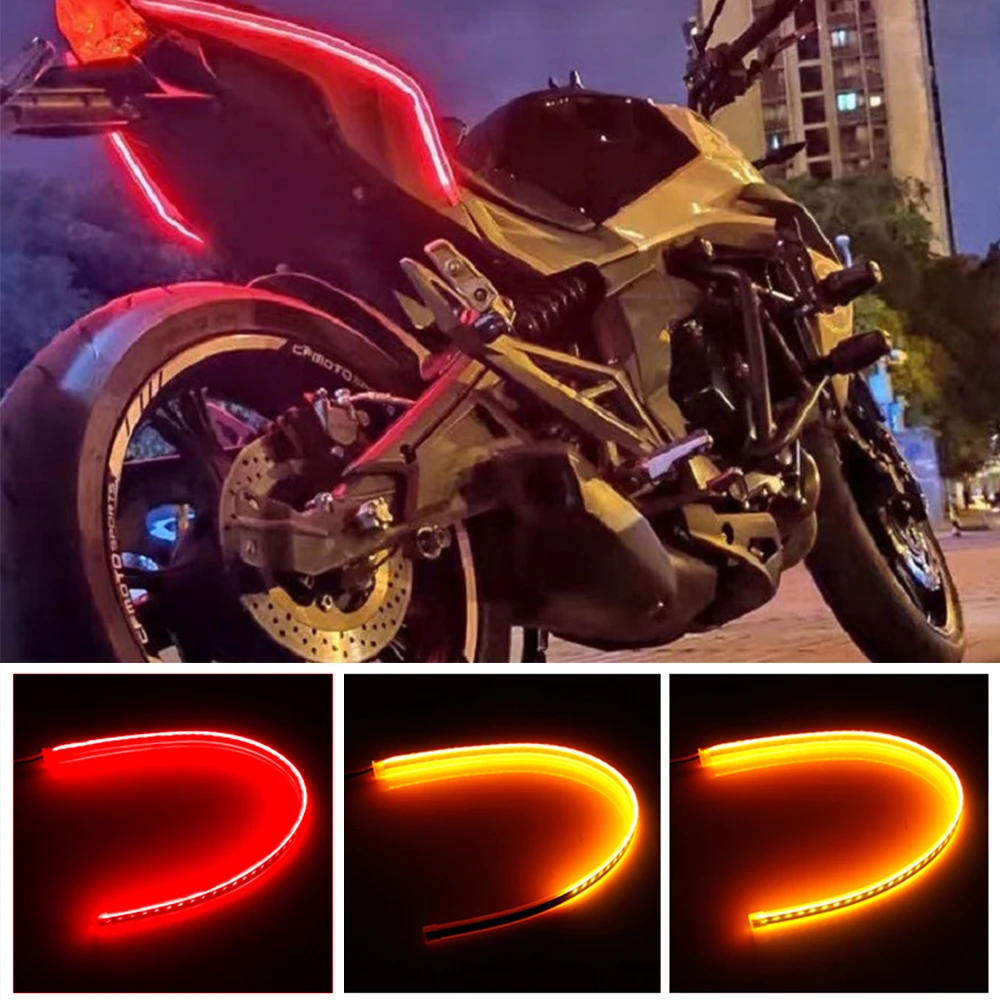 2pcs Motorcycle Daytime Running Lights Tail Light Led Flowing Turn