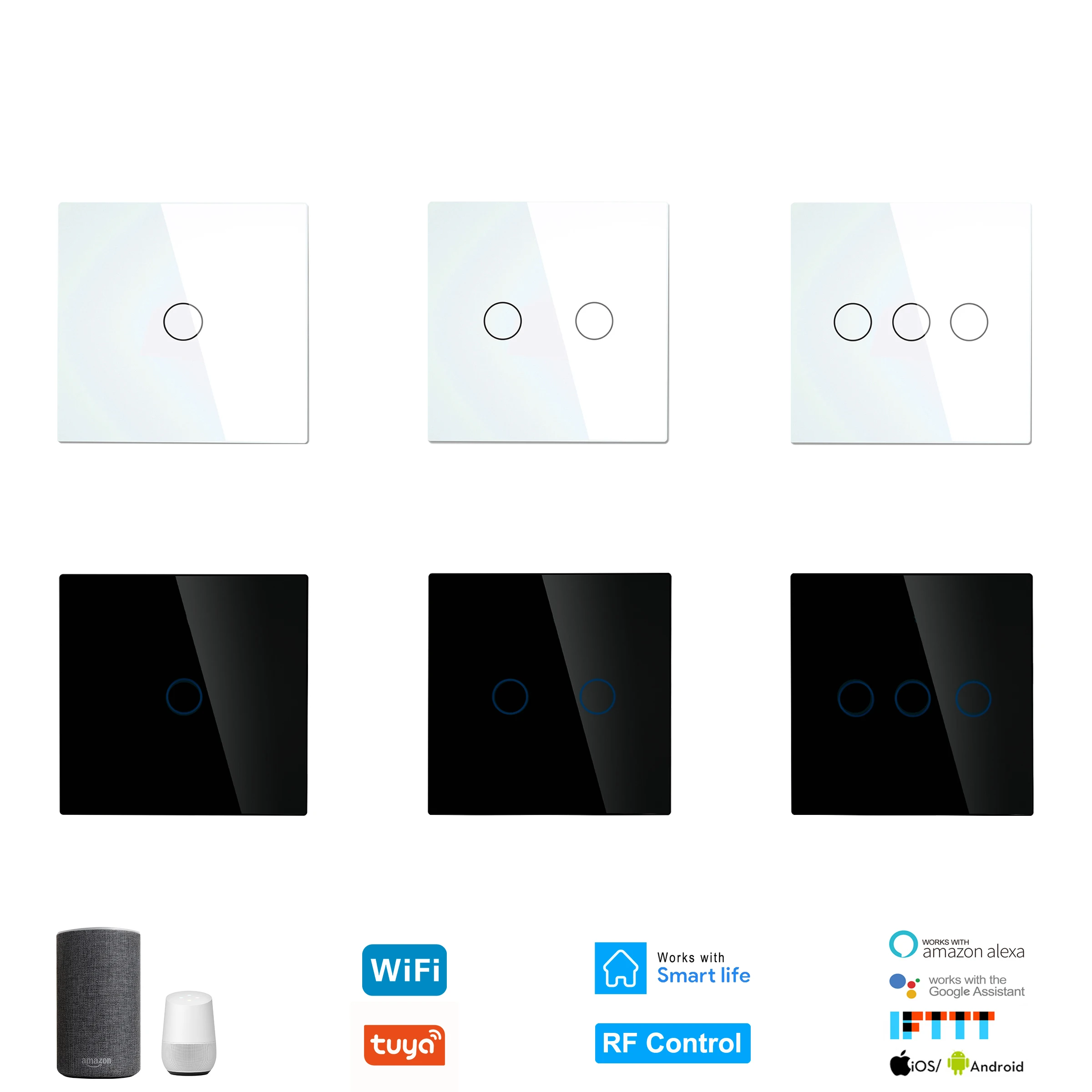 

Smart Wifi Touch Light Sensor Switch No Neutral Wire Required Tuya RF433 Remote Home Controller Works with Alexa Google Home