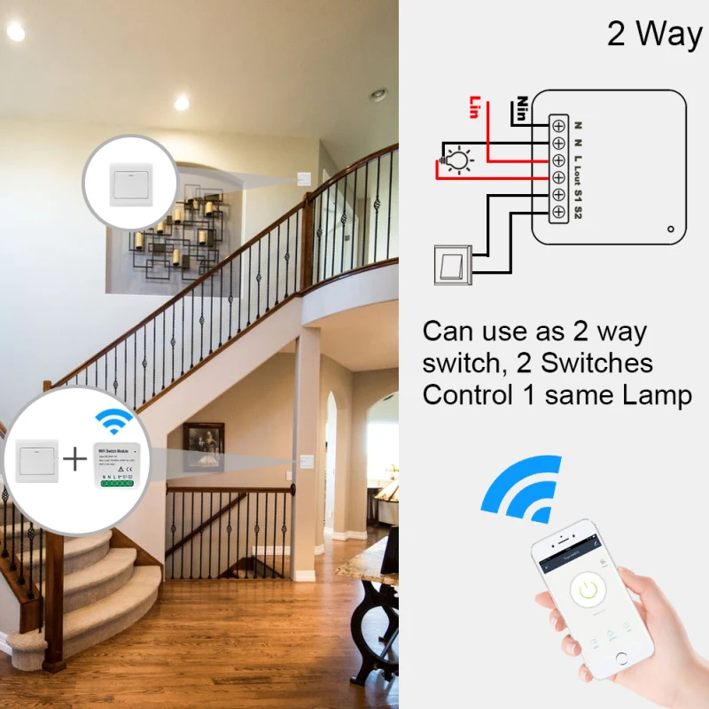 Модуль переключателя Wi Fi 95 1/2 в 250 путей поддержка приложения Smart Life/Tuya