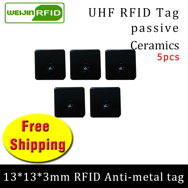 UHF RFID металлическая бирка 915 МГц 868 МГц Alien higgs3 EPC 5 шт. 13*13*3 мм Маленькая квадратная керамика Смарт пассивные RFID метки