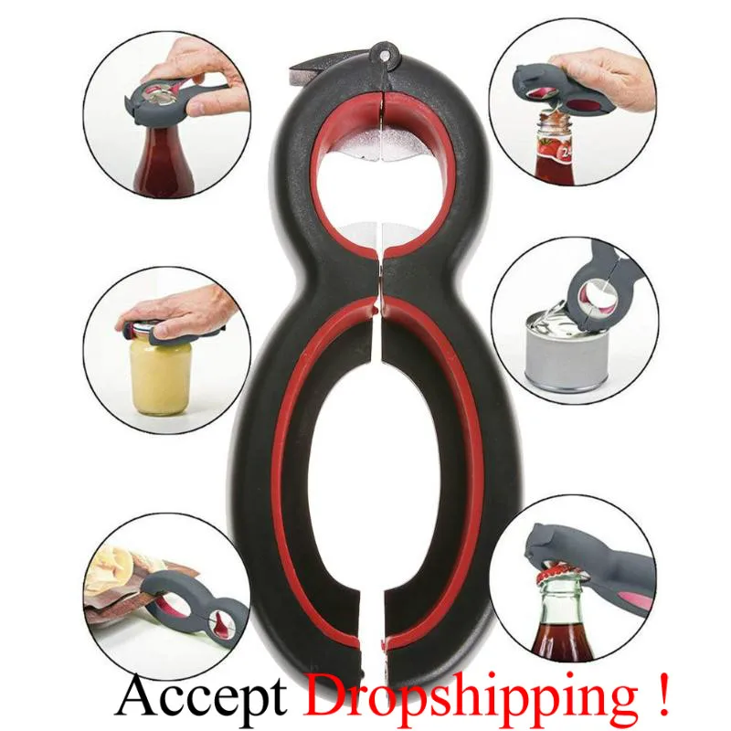 6 in 1 Multi Function Can Beer Bottle Opener All One Jar Gripper Wine Lid Twist Off Claw Dropship | Дом и сад