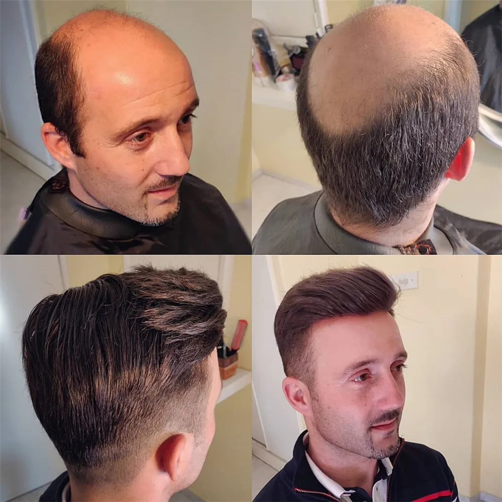 Мужской парик EVAGLOSS s Toupee 100% натуральные человеческие волосы Remy мужской