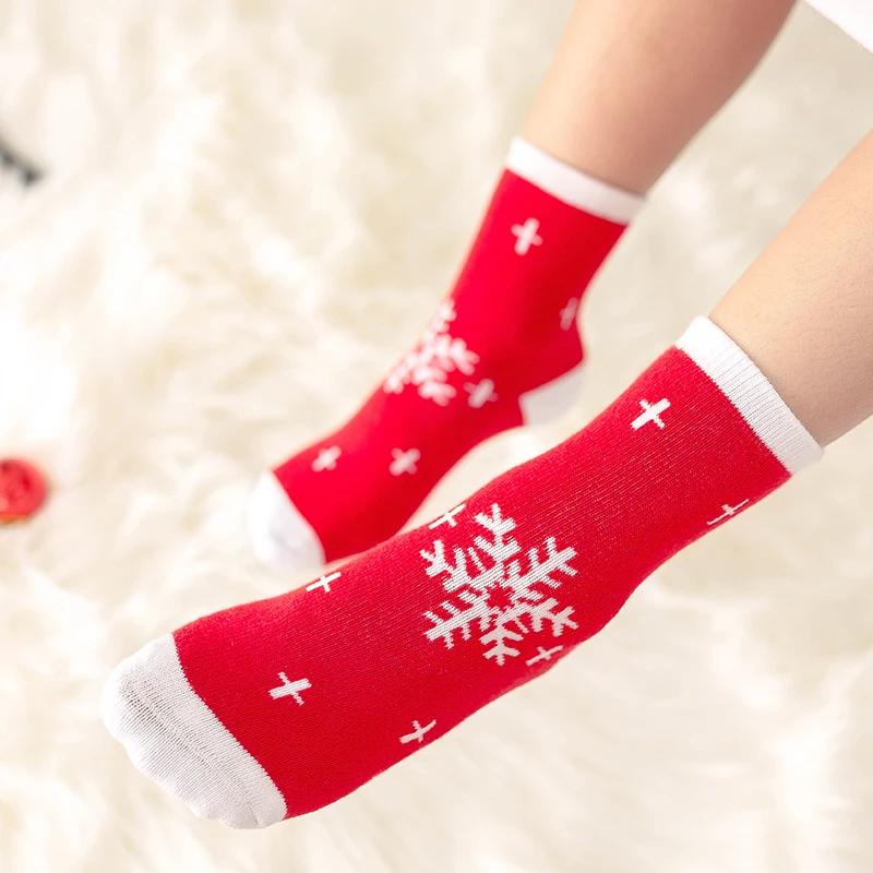Snowflake 0 to 1 Y 1 пара, хлопковые детские носки на весну, зиму и осень для маленьких мальчиков и девочек, махровые носки в полоску, снежинка, лось, Санта-Клаус, Рождественский медведь - Цвет: Snowflake 0 to 1 Y