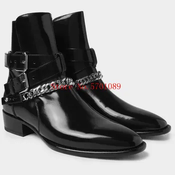 

Man Fashion Show Wyatt Harness Chelsea Boots Bandanna paris Suede Bandana Strap Buckle Ankle Boots Kanye West Chain Shoes