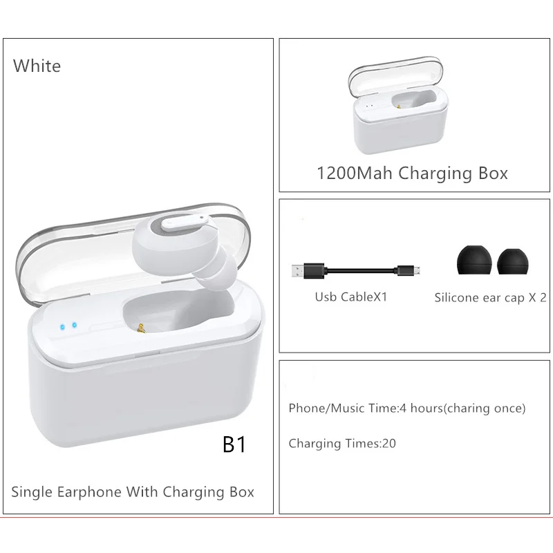 Мини Tws наушники Bluetooth 5,0 наушники перезаряжаемая гарнитура Blutooth Беспроводные наушники с зарядным устройством светодиодный дисплей Handfree - Цвет: B1