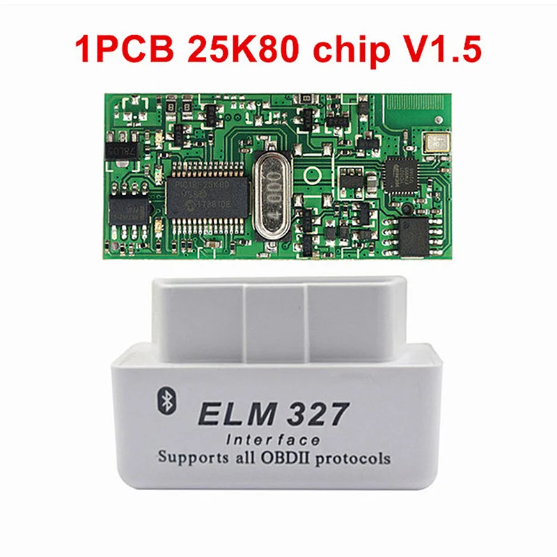 Супер ELM327 V1.5 PIC18F25K80 Bluetooth OBD2 сканер ELM327 1,5 obd 2 Автомобильный диагностический интерфейс elm 327 V1.5 для Android Torque - Цвет: White 1.5 25K80