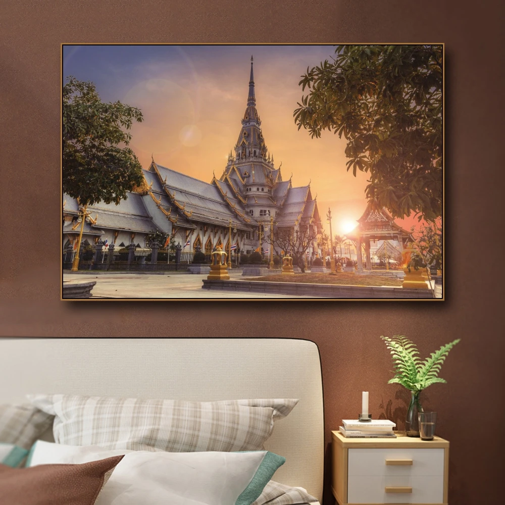 Таиланд грандиозный постер со дворцом настенная живопись на холсте Современные плакаты и принты настенные картины для гостиной спальни украшения