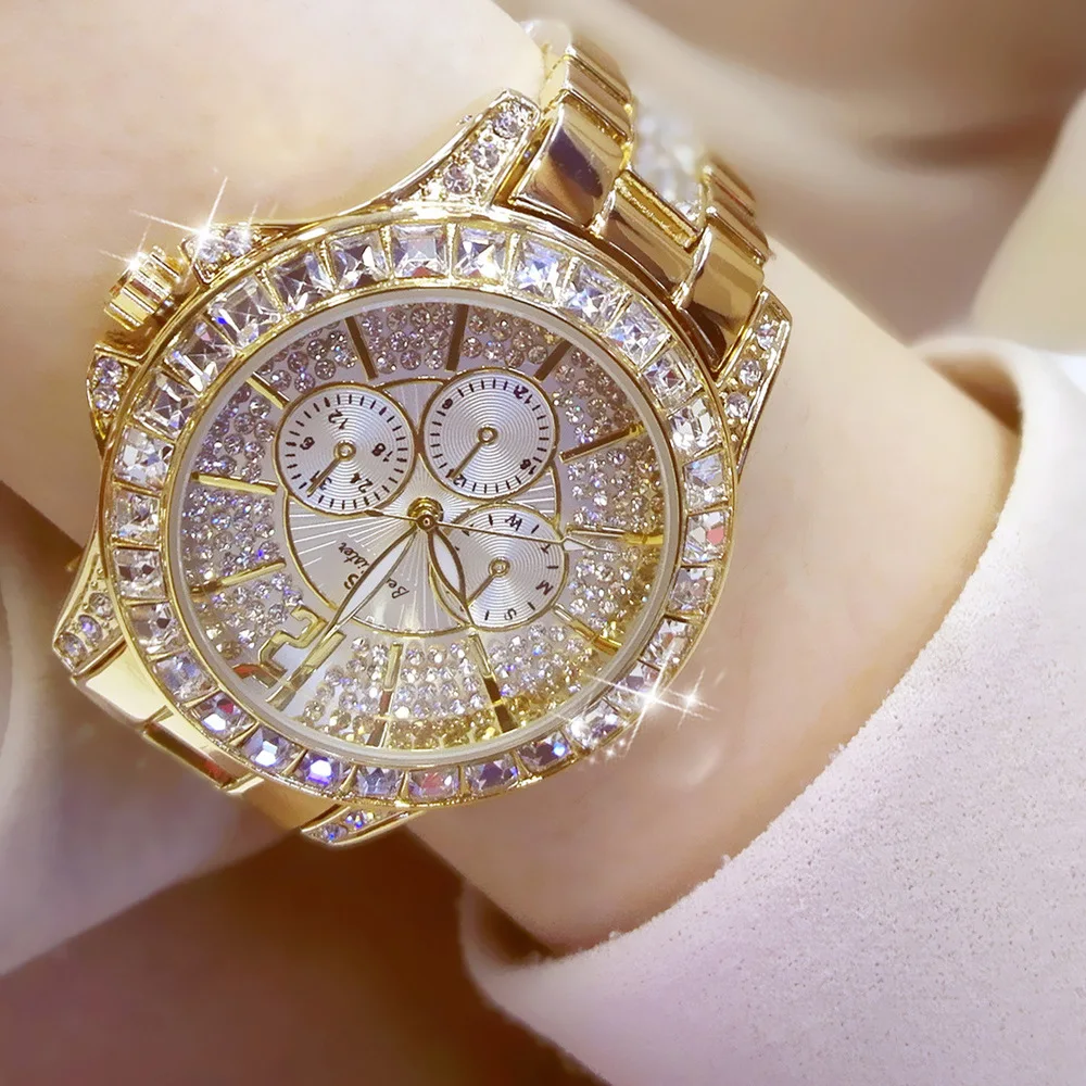 

Fake Three Eye Full of Crystals Watch Fashion Women's with Crystal Super Shiny Bracelet Watch Crystal Watch