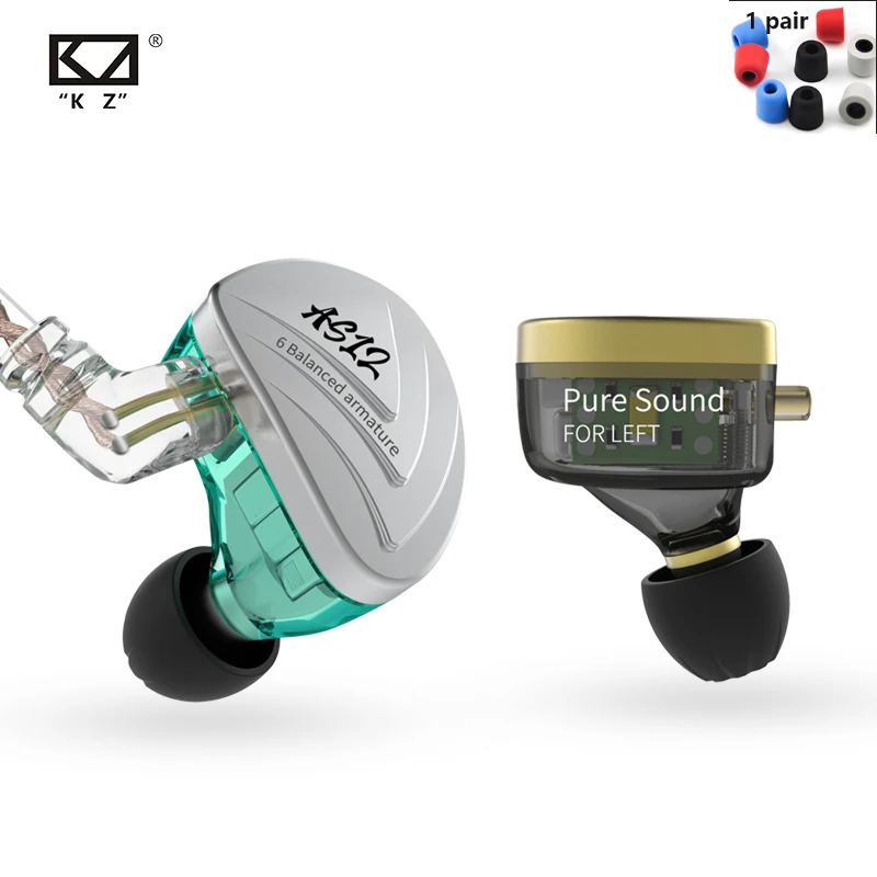 Новинка KZ AS12 6BA Внутриканальные наушники HIFI Спортивная гарнитура монитор