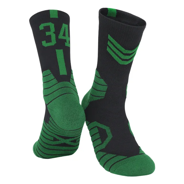 Trendy Man Basketball Socks Long Outdoor Breathable Cycling Socks Anti Slip Profession Basketball Number Men Running Socks B-34