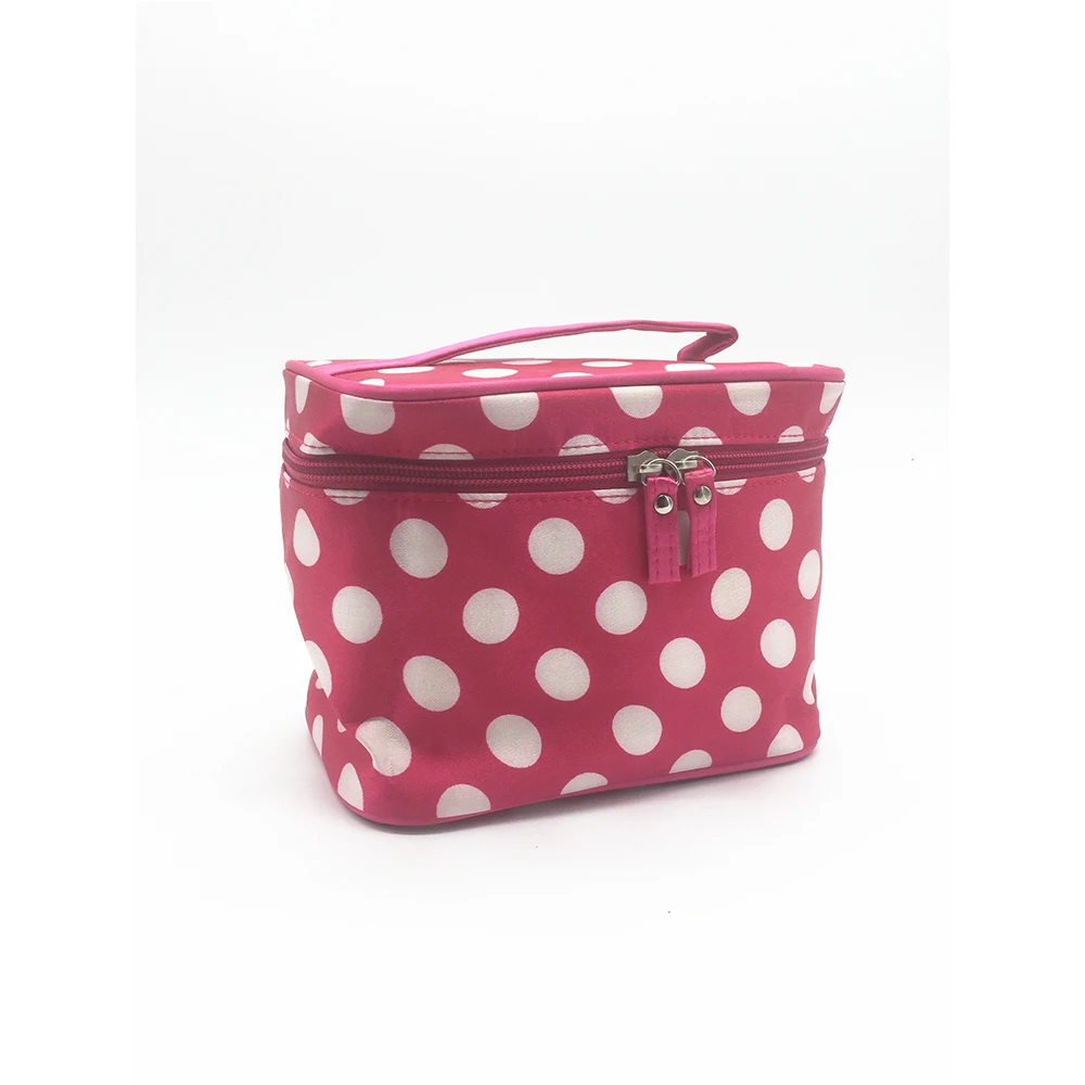 WOMENS COSMETIC ORGANIZER BAG FOR MAKE UP BIG DOTS CLASSIC DESIGN 5 COLORWAY PORTABLE SOFT BOX MIRROR RBAGS