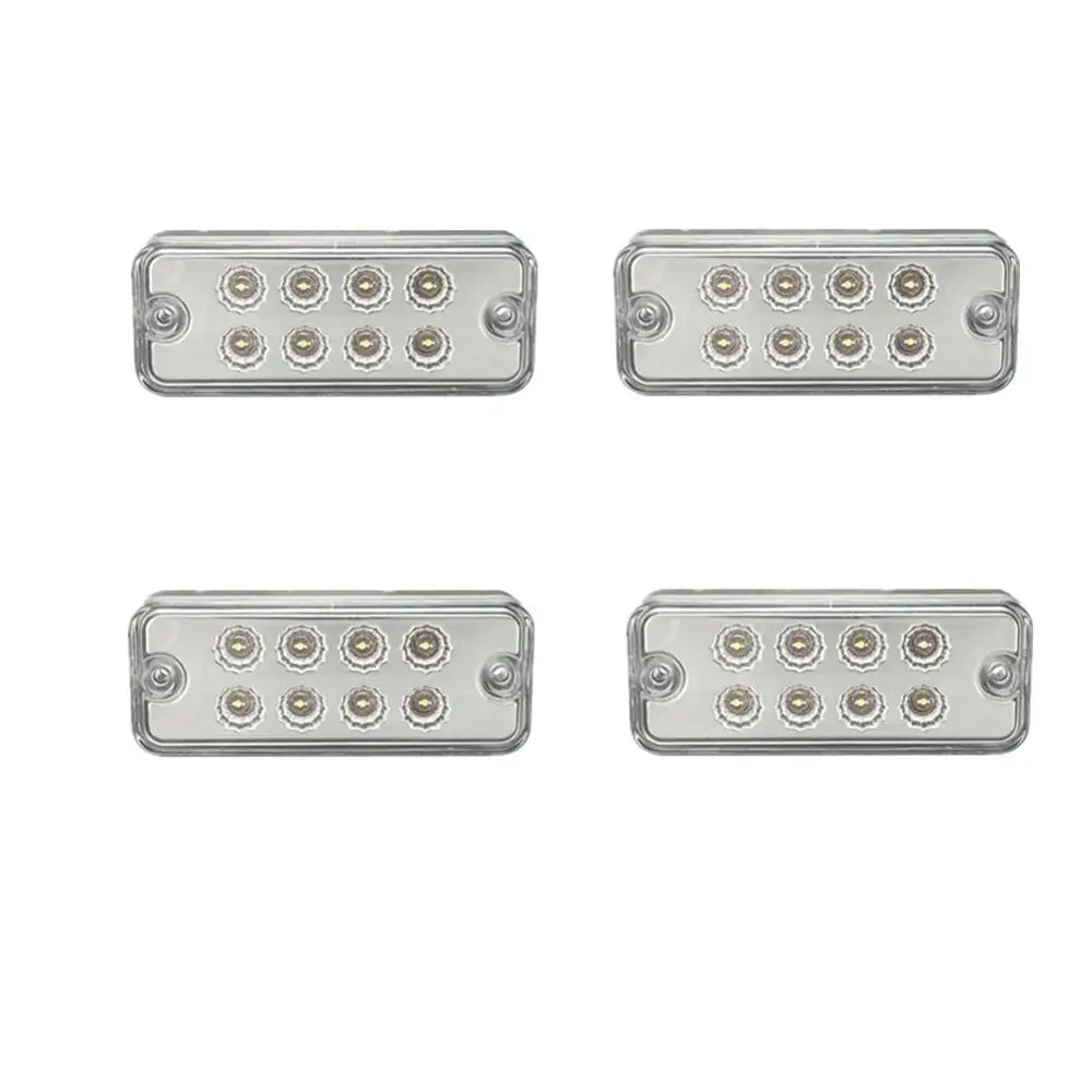 8LED грузовик боковой габаритный индикатор светильник сигнал поворота Лампа 12 В/24 В авто автомобиль пикап-фургон Трейлер задний Предупреждение льный фонарь стробоскоп тормозной светильник - Испускаемый цвет: White Shell