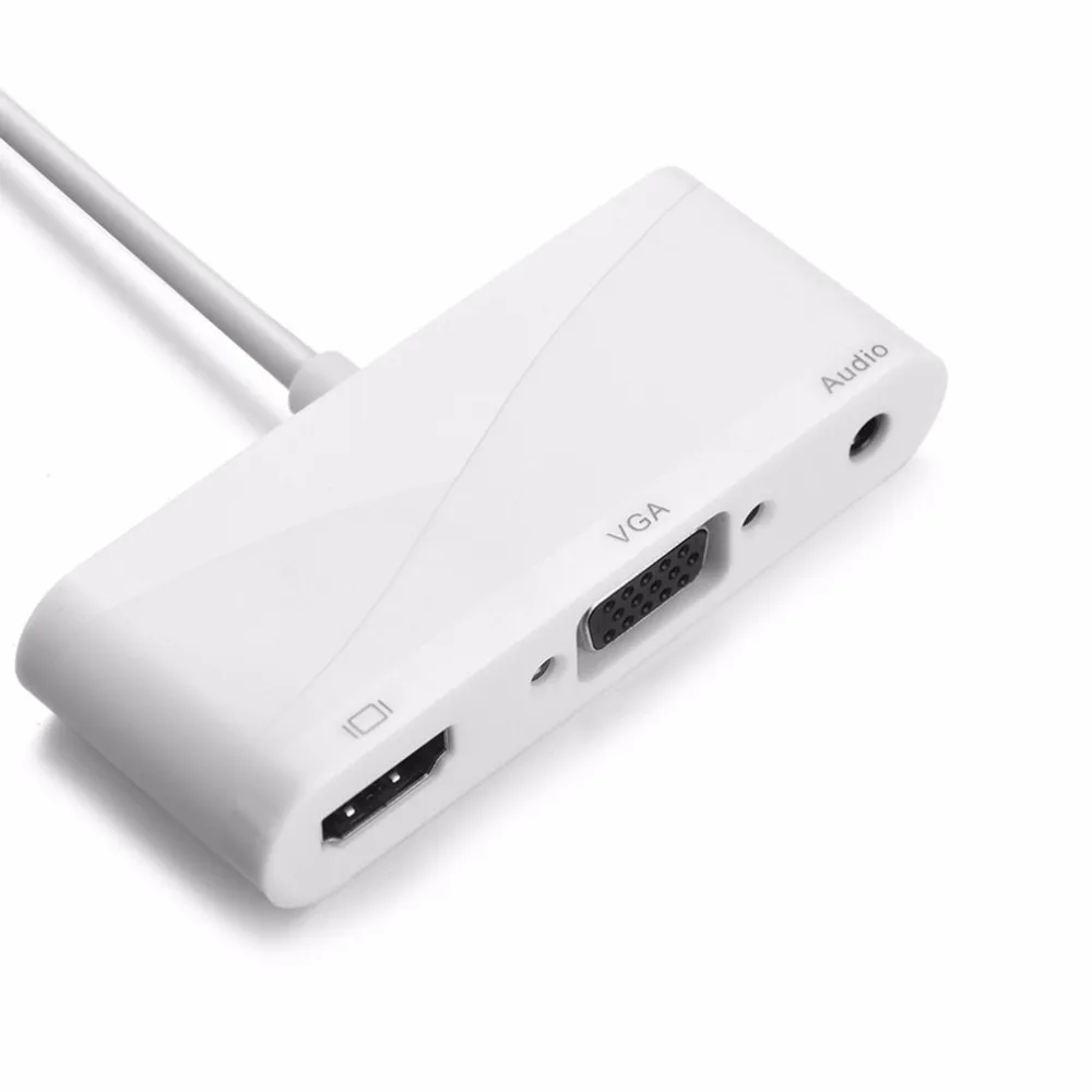 Высококачественный USB 3,1 тип-c к HDMI VGA Аудио HD адаптер высокой четкости конвертер с тип-c к VGA кабель Белый