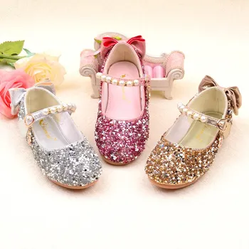 

Children's Flats Shoes Little Girl Princess Shoes 2020 Flat Bottom Bling Shiny Casual Shoes Kids Moccasins Toddler Wedding Shoes