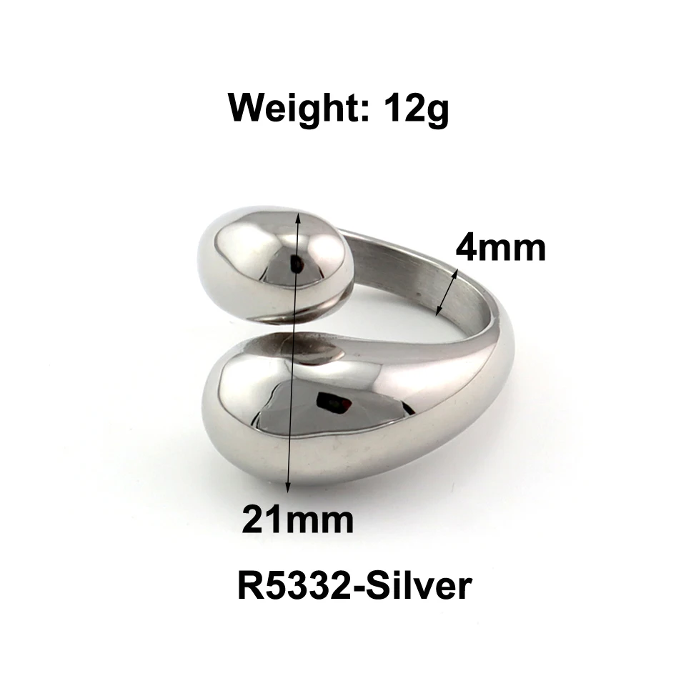 Stainless Steel Water Drop Ring Statement Metalic Texture 18 K Rings For Women bague acier inoxydable Accessories Party Gift stainless steel ring,finger ring