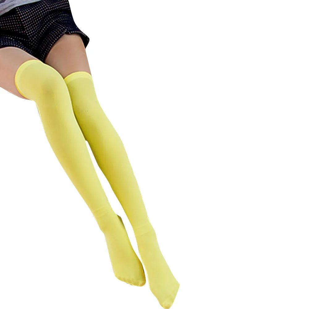 Женские модные чулки выше колена, соблазнительные эластичные нейлоновые носки, новые женские носки, чулки, теплые чулки выше колена, длинные носки - Цвет: Цвет: желтый