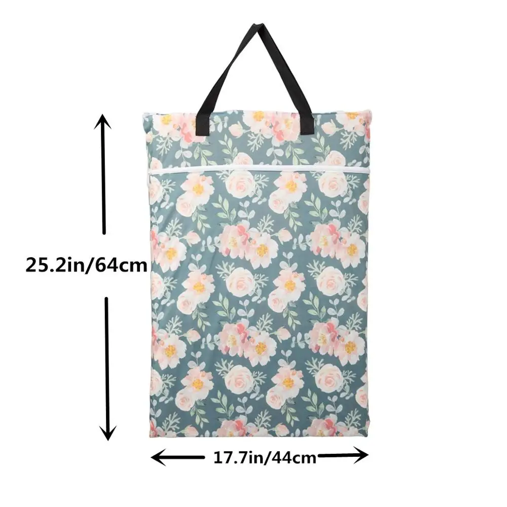 1 Large Hanging Pail Bag for Cloth Diaper Inserts Nappy Laundry With Two Zippered Reusable diaper bag diaper pouch