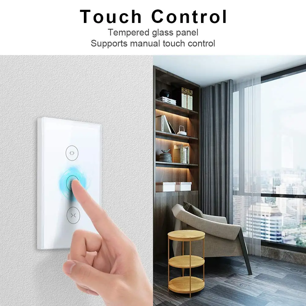 SUPLO US Smart WiFi Curtain Switch Touch APP Remote Control Works with Alexa and Google Home or Electrical Roller Blinds