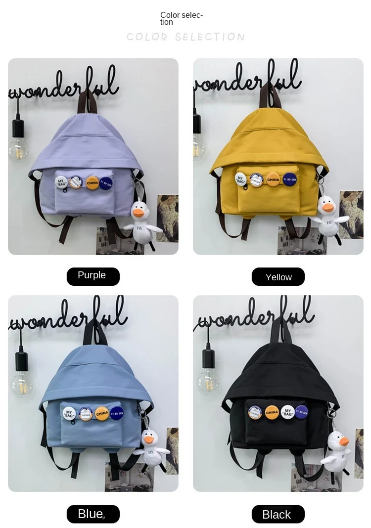 2021 Fashion Small Mini Women's Backpack for Girls School Bag Waterproof Nylon Japanese Casual Yellow Young Girl's Bag Female