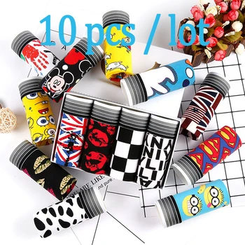 

10pcs/lot Lovely Cartoon Print Man Boxers Homme Fashion Silk Underwear Men Comfortable Underpants Soft Breathable Male Panties
