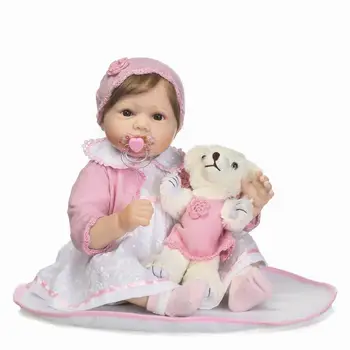 

Lucydoll 20-22inch 50-55cm Bebe Reborn Doll Soft Silicone Boy Girl Toy Reborn Baby Doll Gift For Children White Dress Pink Coat