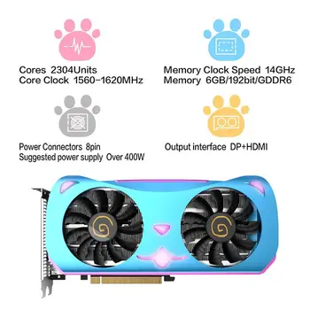 

Yeston RX5600XT 6G D6 MA Graphics Card 1560-1620MHz 14GHz 192bit GDDR6 Gaming Graphics Card with 2 Fans 4 Video Card Heat Pipes