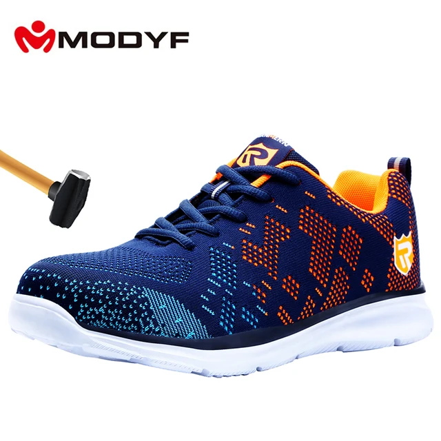US $26.98 MODYF Lightweight Breathable Men Safety Shoes Steel Toe Work Shoes For Men Anti-smashing Constructi