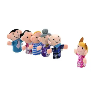 

6Pcs Finger Family Puppets Set Mini Plush Baby Boy Girl Parents Grandparents Story Telling Hand Cloth Doll Educational Toys H55B