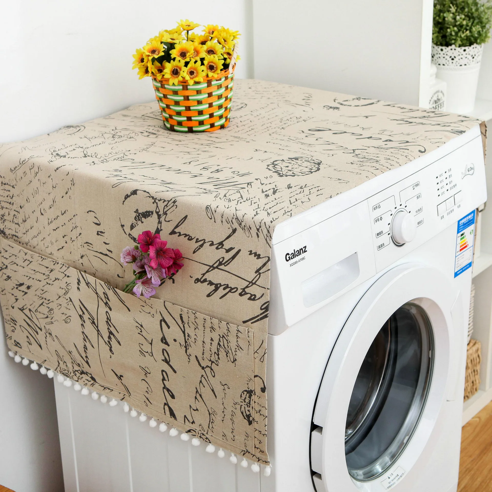 Multi-functional Refrigerator Cover Cloth Washing Machine Cover with Storage Bag Dryer Top Covers
