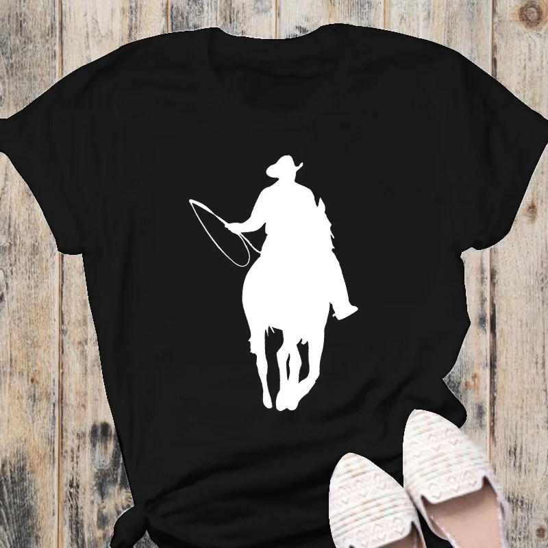 Women t-shirt Horse graphic Print T Shirt Women Short Sleeve O Neck Loose aesthetic tshirt tee tops ladies tee tops cute summer crop tops Tees