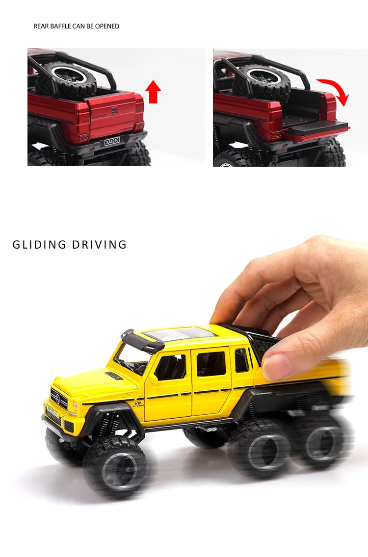 1:32 Масштаб автомобиля Горячий пикап колеса литой автомобиль benz amg g63 6x6 металлическая модель с светильник и звуком сплава коллекция игрушек